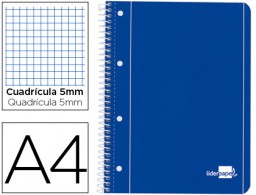 Cuaderno espiral Liderpapel serie azul A4 micro tapa blanda 80h 80g/m² c/5mm. 4 taladros azul